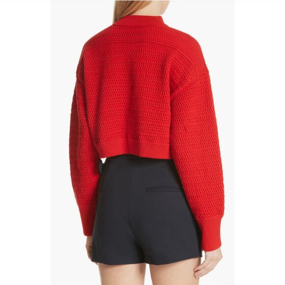 3.1 Phillip Lim Faux Plait Silk Blend Crop Sweater - Picture 2 of 11